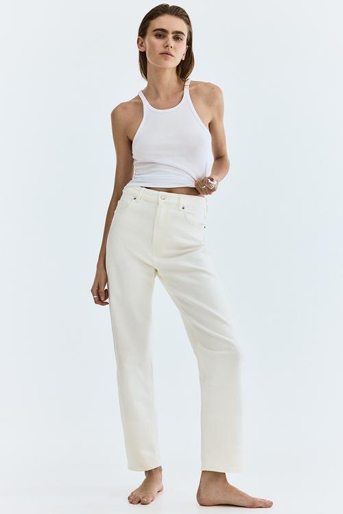 Mom slim fit high waist ankle jeans - white
