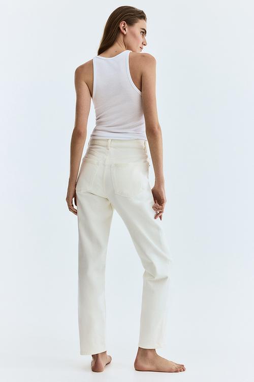 Mom slim fit high waist ankle jeans - white