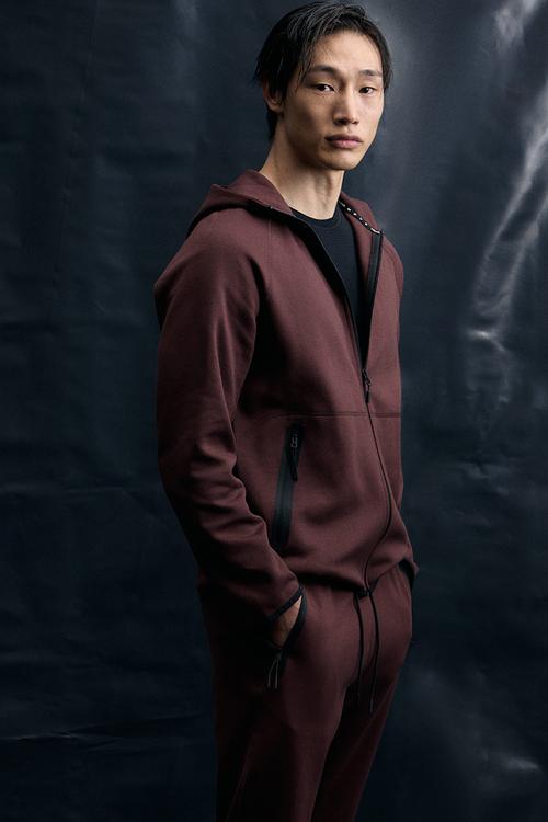 Sports zip-through hoodie with drymove™ - dark brown