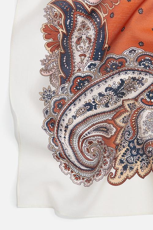 Patterned scarf - orange/paisley pattern