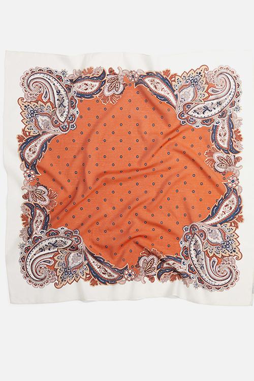 Patterned scarf - orange/paisley pattern