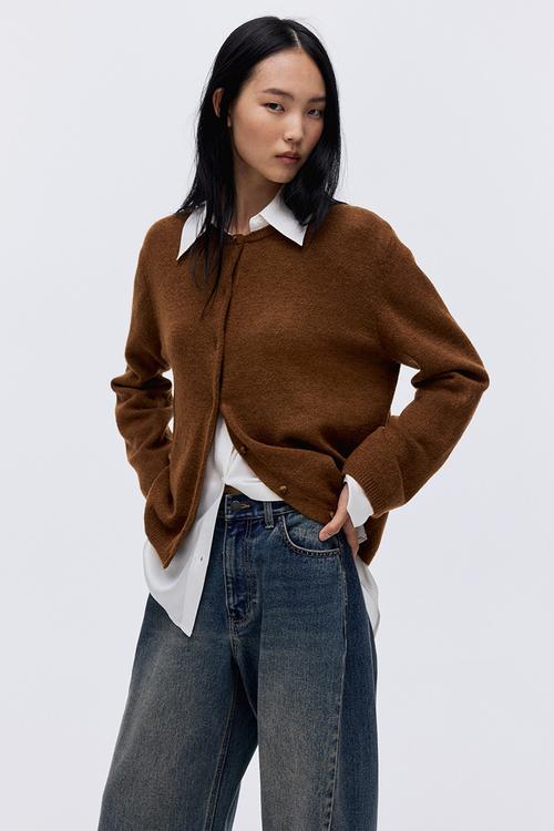 Loose-fit cardigan - brown