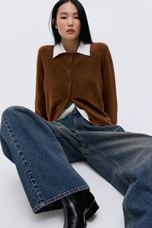 Loose-fit cardigan - brown