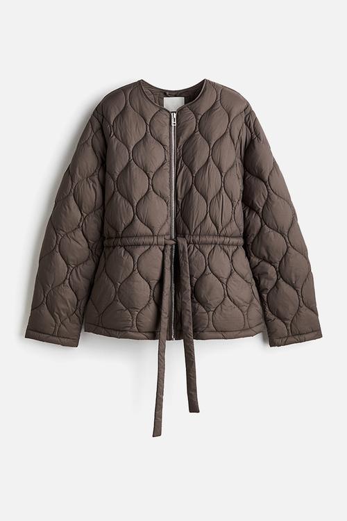 Quilted jacket - dark taupe