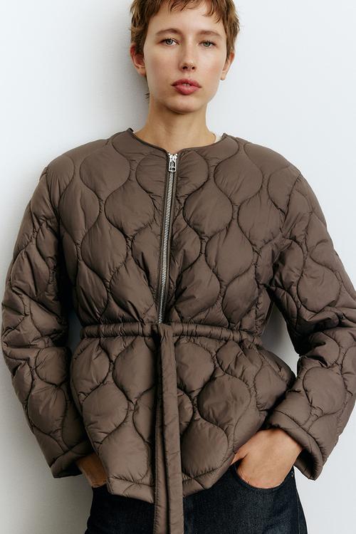 Quilted jacket - dark taupe