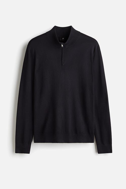 Regular fit zip-top jumper - navy blue