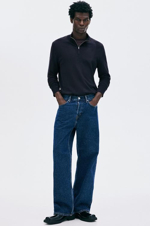 Regular fit zip-top jumper - navy blue