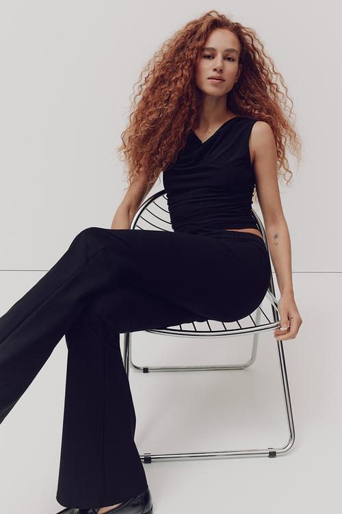 Flared tailored trousers - black