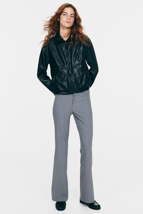 Flared tailored trousers - grey