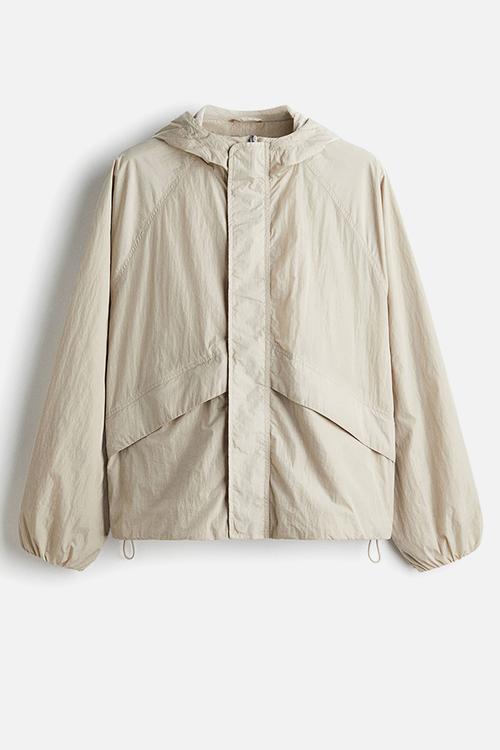 Loose fit nylon windbreaker - light beige