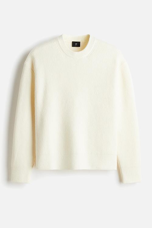 Loose fit rib-knit jumper - white