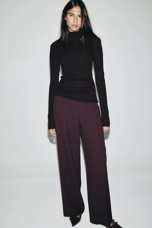 Wide tailored trousers - burgundy