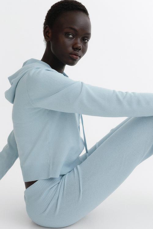 Knitted yoga pants - light blue