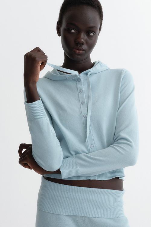 Knitted yoga pants - light blue