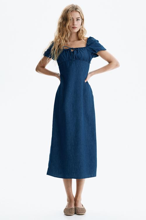 Square-neck dress - denim blue
