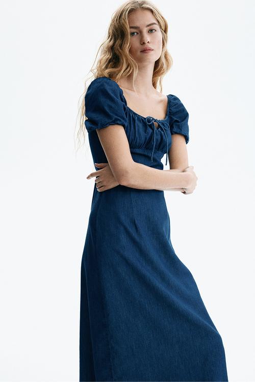 Square-neck dress - denim blue