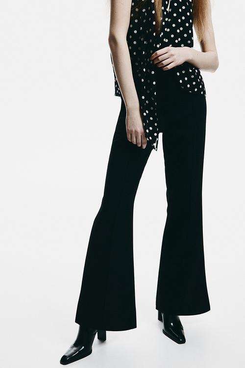 Flared tailored trousers - black