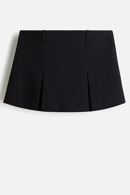 Pleated mini skort - black