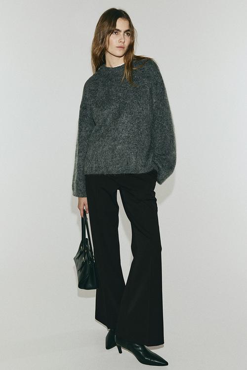 Flared tailored trousers - black