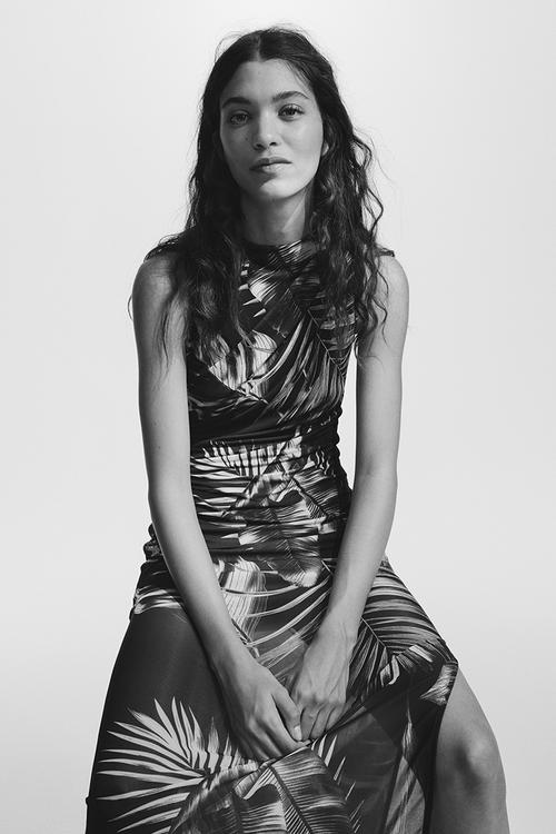 Draped midi dress - black/patterned