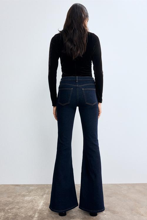 Flared high jeans - dark denim blue