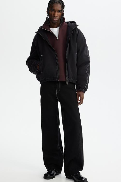 Padded canvas jacket - black