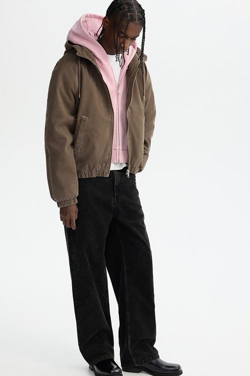Padded canvas jacket - dark mole