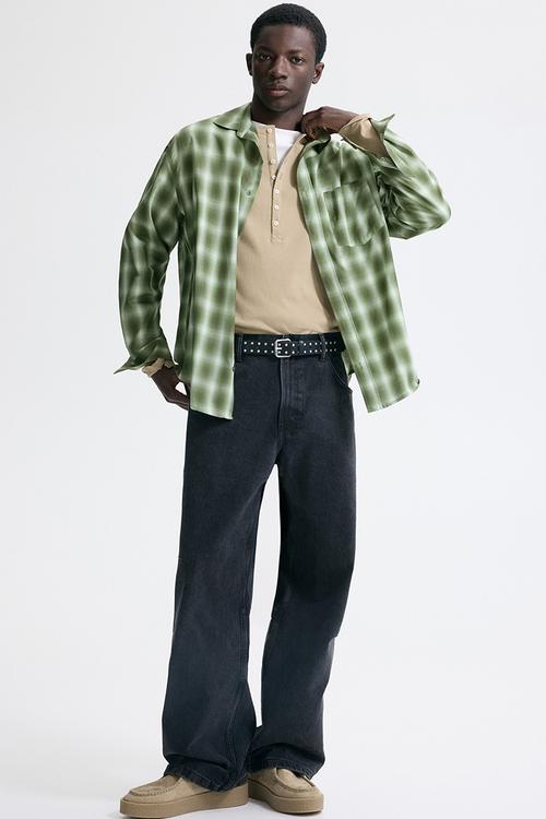 Relaxed fit shirt - khaki green/checked