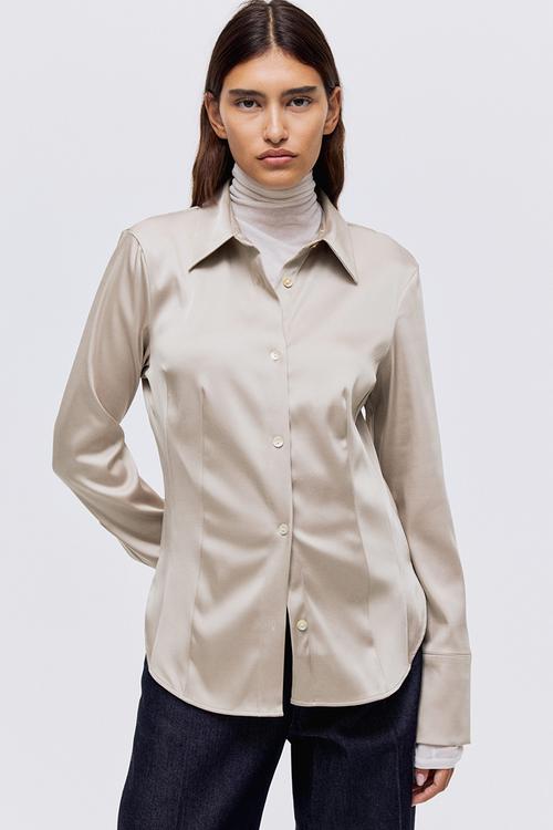 Fitted twill shirt - light beige