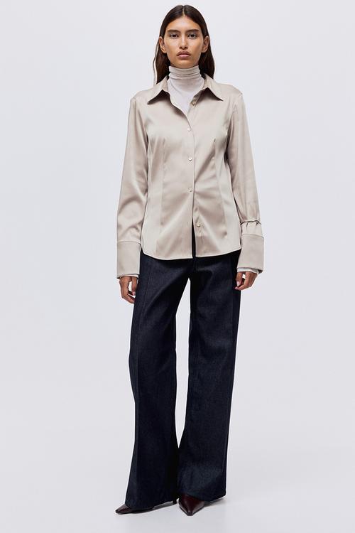 Fitted twill shirt - light beige