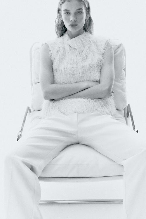 High-waisted tailored trousers - cream