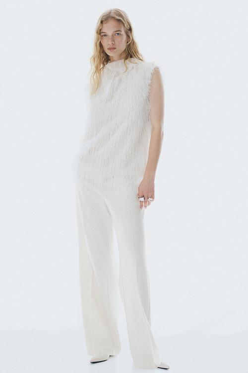 High-waisted tailored trousers - cream
