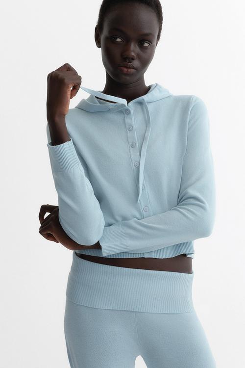 Hooded cardigan - light blue