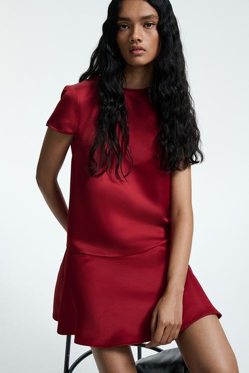 Satin dress - dark red