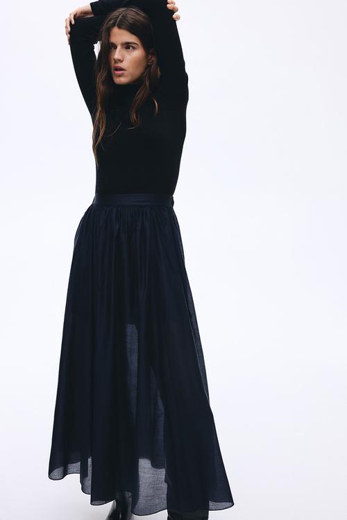A-line midi skirt - navy blue