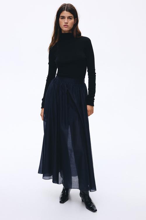A-line midi skirt - navy blue