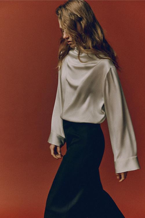 Cowl-neck blouse - white