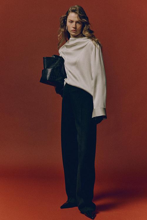 Cowl-neck blouse - white