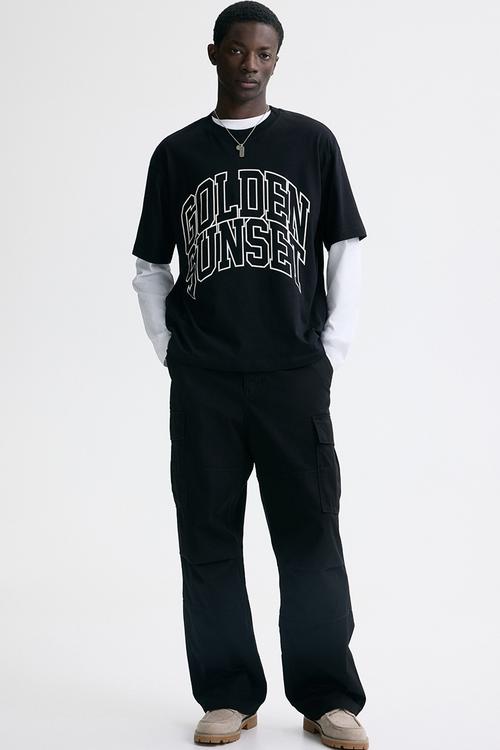 Loose fit printed t-shirt - black/golden sunset