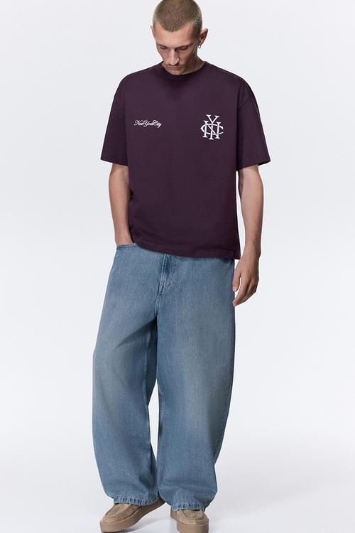 Loose fit printed t-shirt - purple/nyc