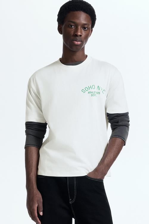 Loose fit printed t-shirt - white/soho