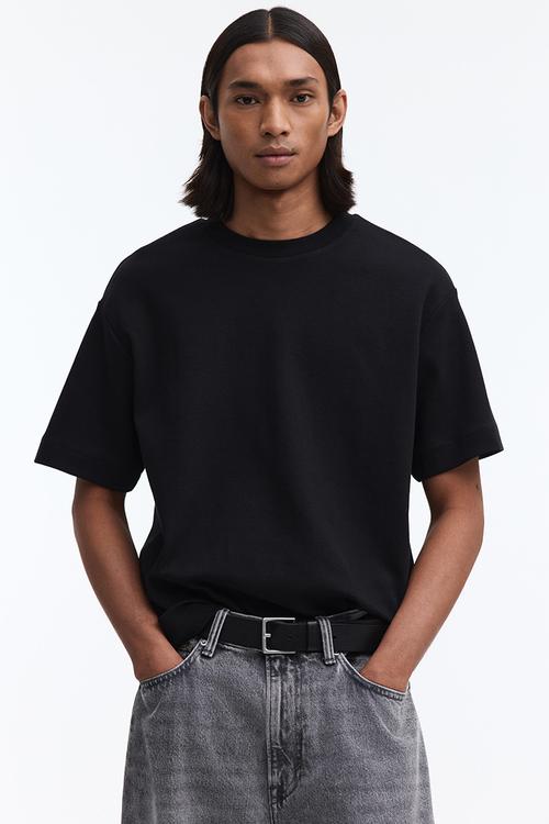 Loose fit interlock t-shirt - black