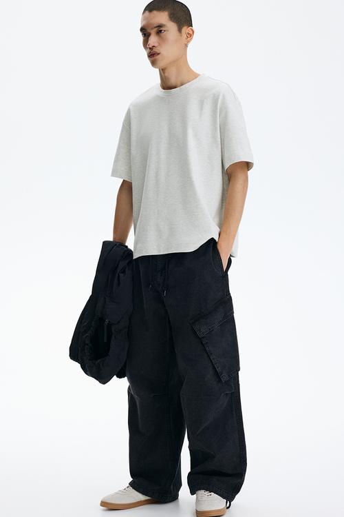 Loose fit interlock t-shirt - light grey marl