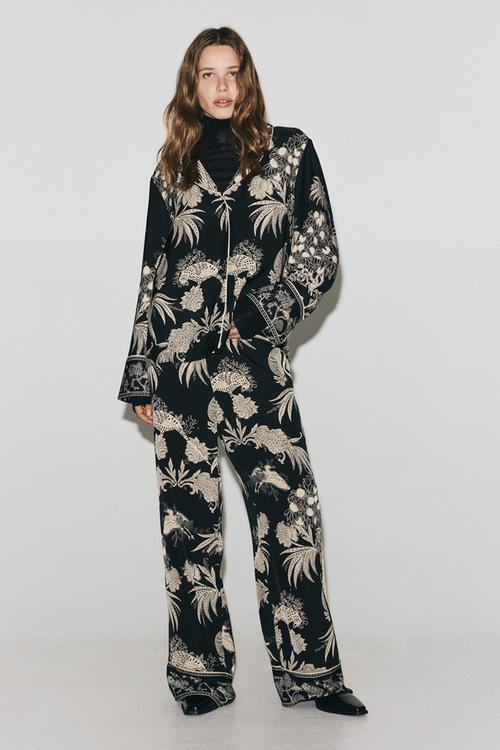 Printed pull-on trousers - black/patterned