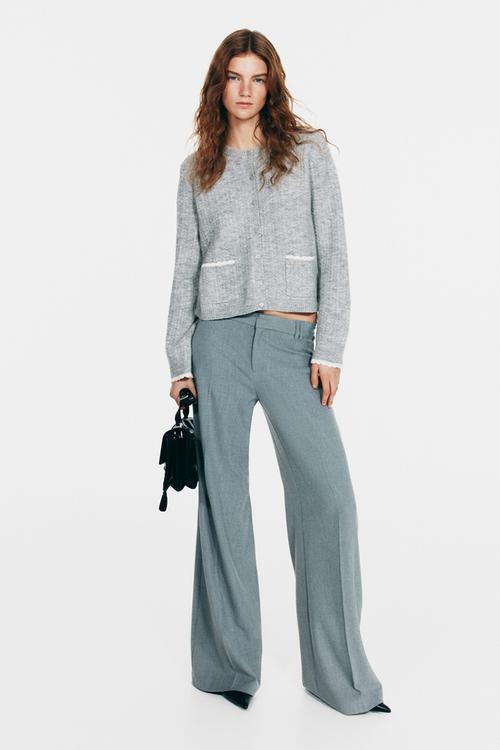 Cable-knit cardigan - grey marl