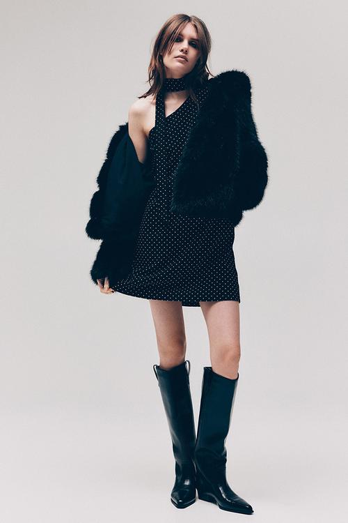 One-shoulder dress - black/spotted