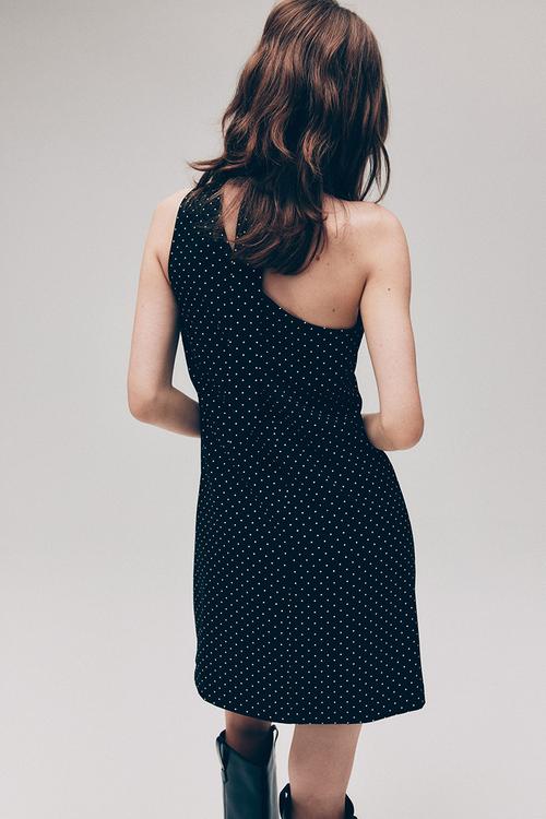 One-shoulder dress - black/spotted