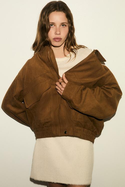 Napped jacket - dark beige