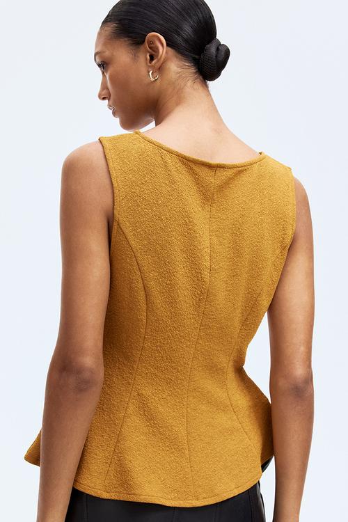 Sleeveless peplum top - light brown