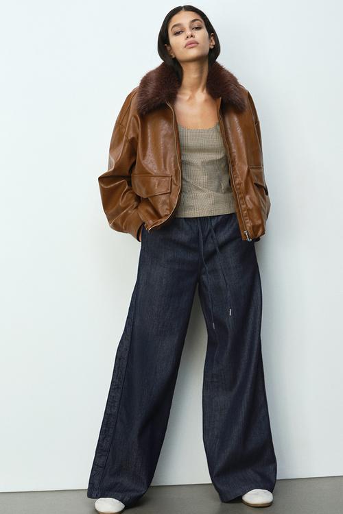 Denim drawstring trousers - dark denim blue